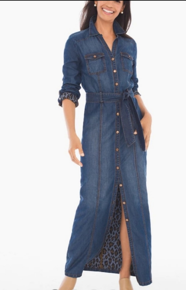 Chico's Blue Denim Maxi Dress
